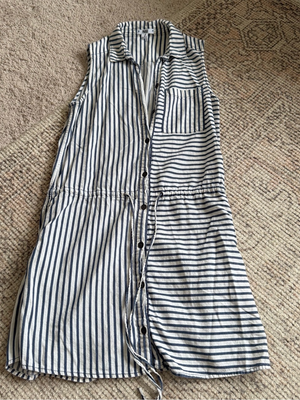 Paige denim dress Striped Sleeveless XS Navy and Cream